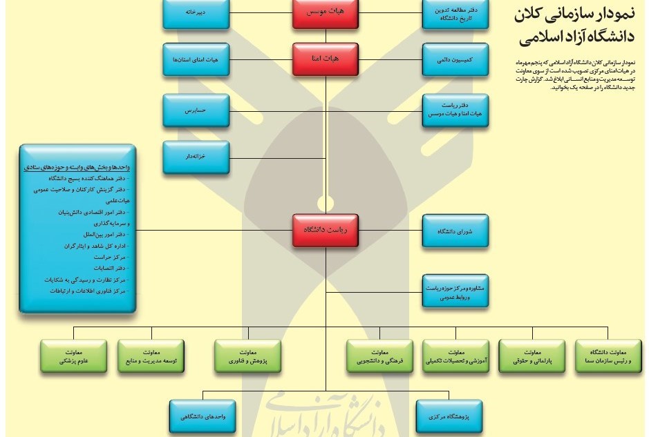 چارت جدید دانشگاه آزاد اسلامی ابلاغ شد + نمودار